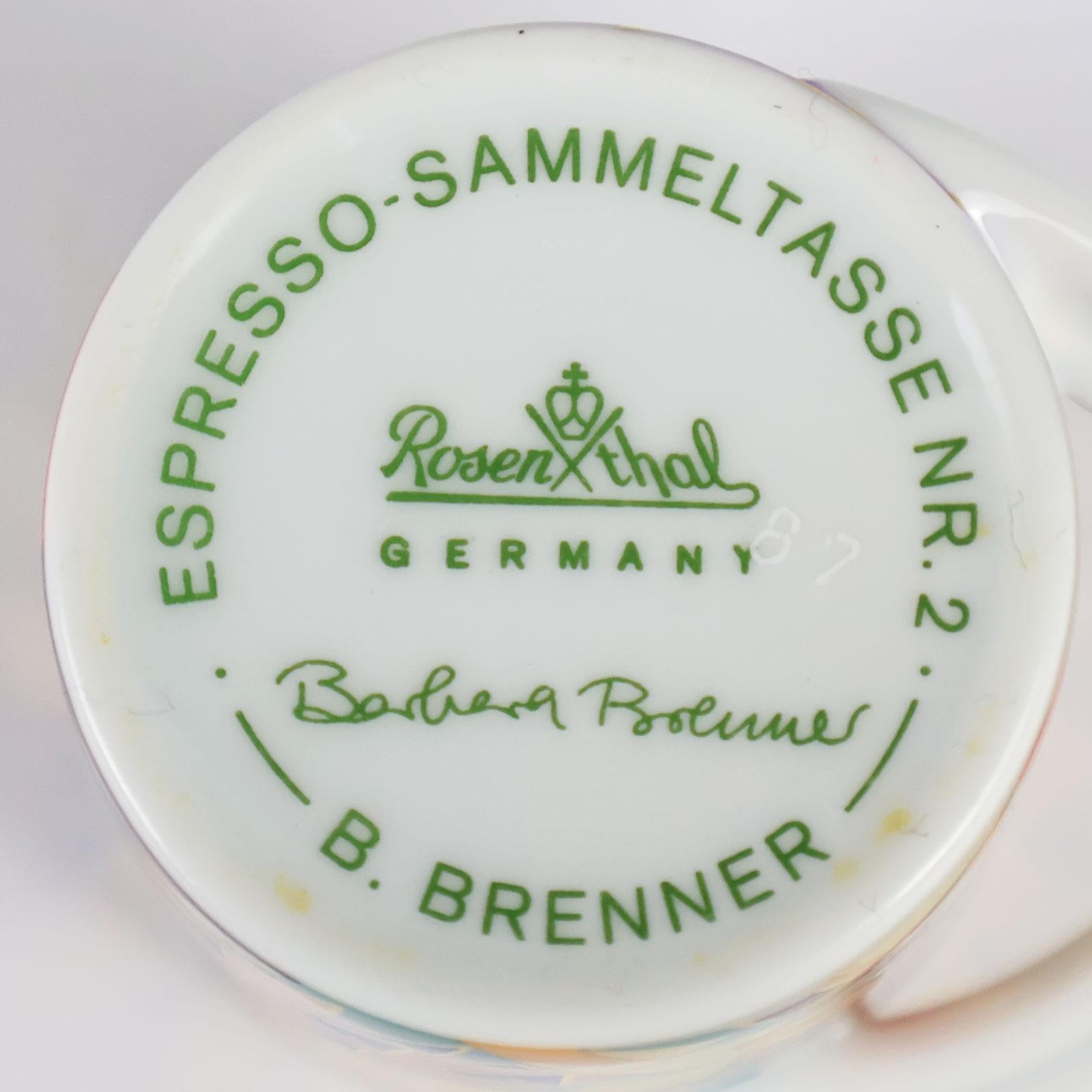 Collection 6 Espresso Coffee Cup and Saucer Art Porcelain Rosenthal Studio Line For Sale 3