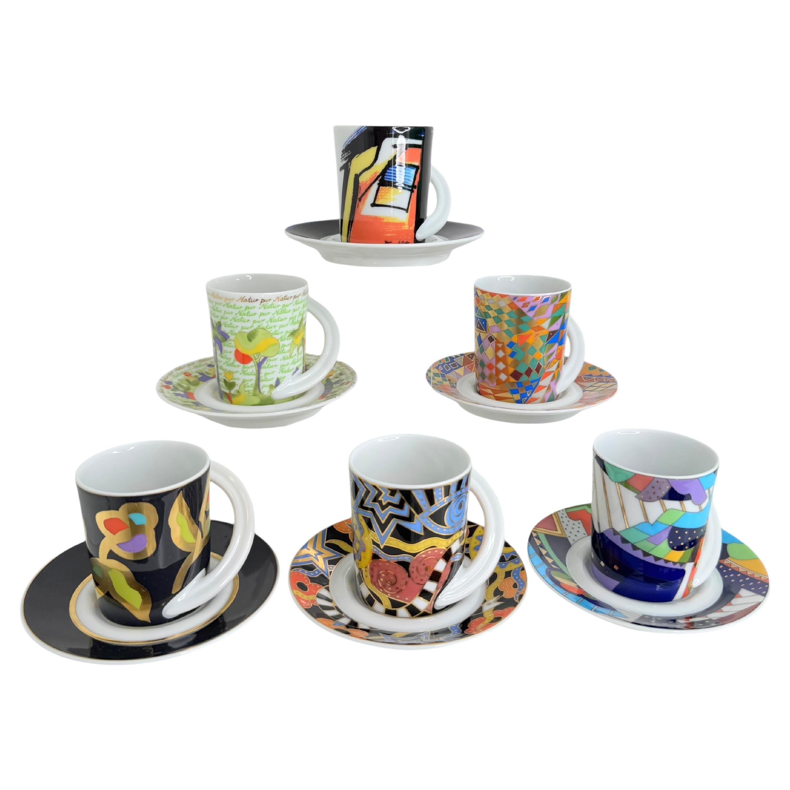 Collection 6 Espresso Coffee Cup and Saucer Art Porcelain Rosenthal Studio Line