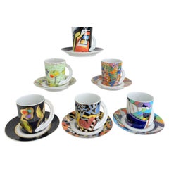 Collection 6 Espresso-Kaffeetasse und Untertasse Art Porcelain Rosenthal Studio Line