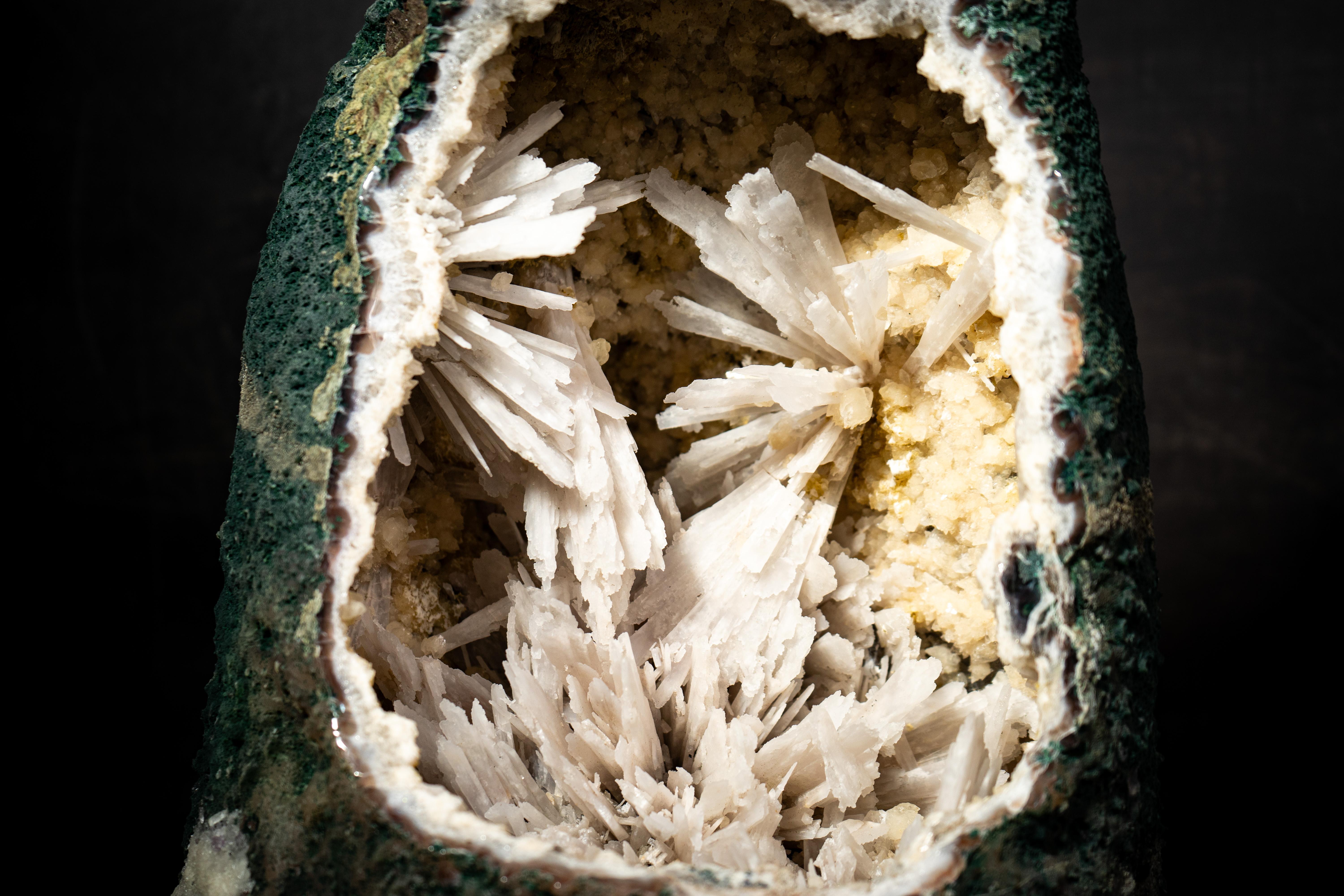 Collectional Geode di ametista cattedrale con rari fiori pseudomorfi bianchi In condizioni Nuovo in vendita a Ametista Do Sul, BR