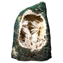Collection Amethyst Geode Cathedral with Rare White Pseudomorph Flowers