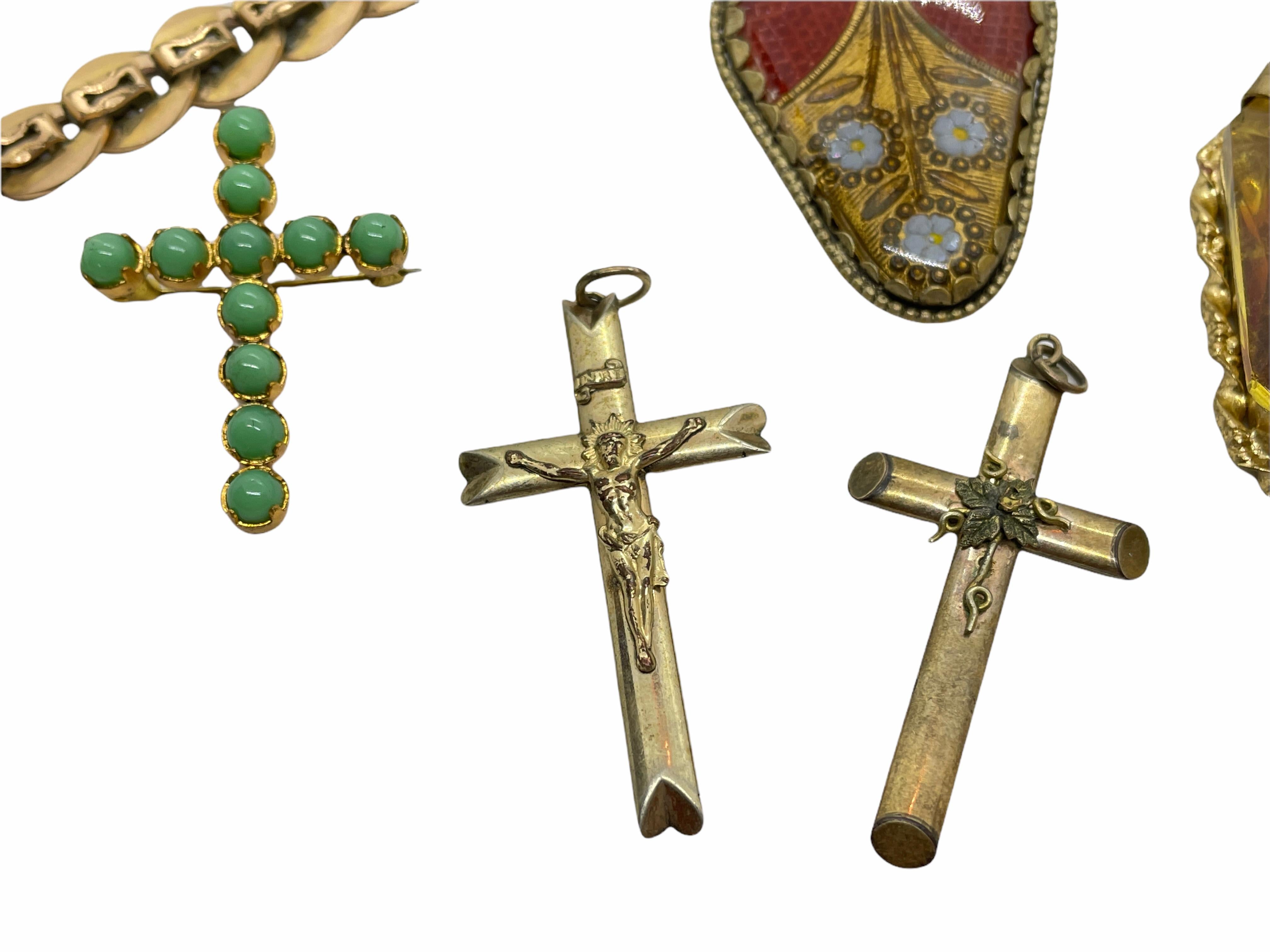 Collection de broches et pendentifs en chaîne de montre Art nouveau allemand ancien avec bijoux, années 1900 en vente 6