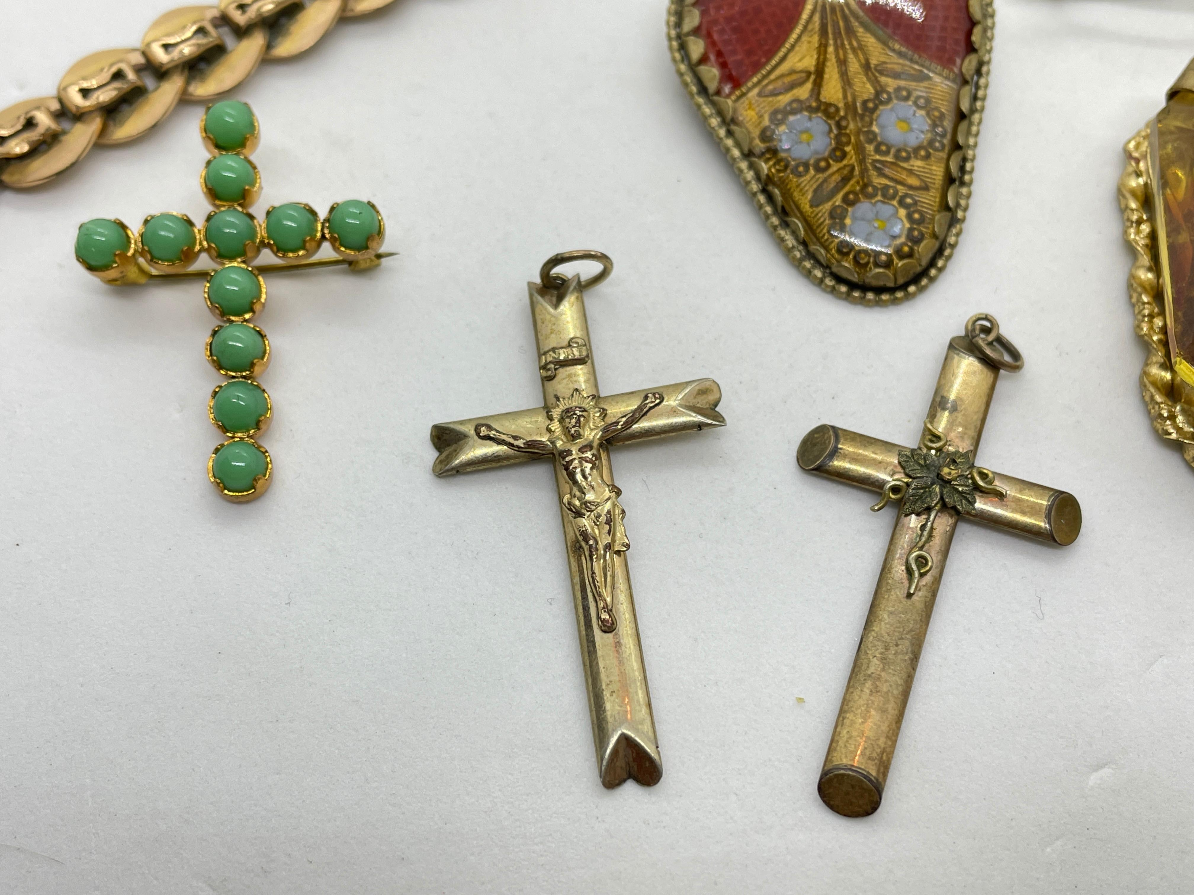 Collection de broches et pendentifs en chaîne de montre Art nouveau allemand ancien avec bijoux, années 1900 en vente 7