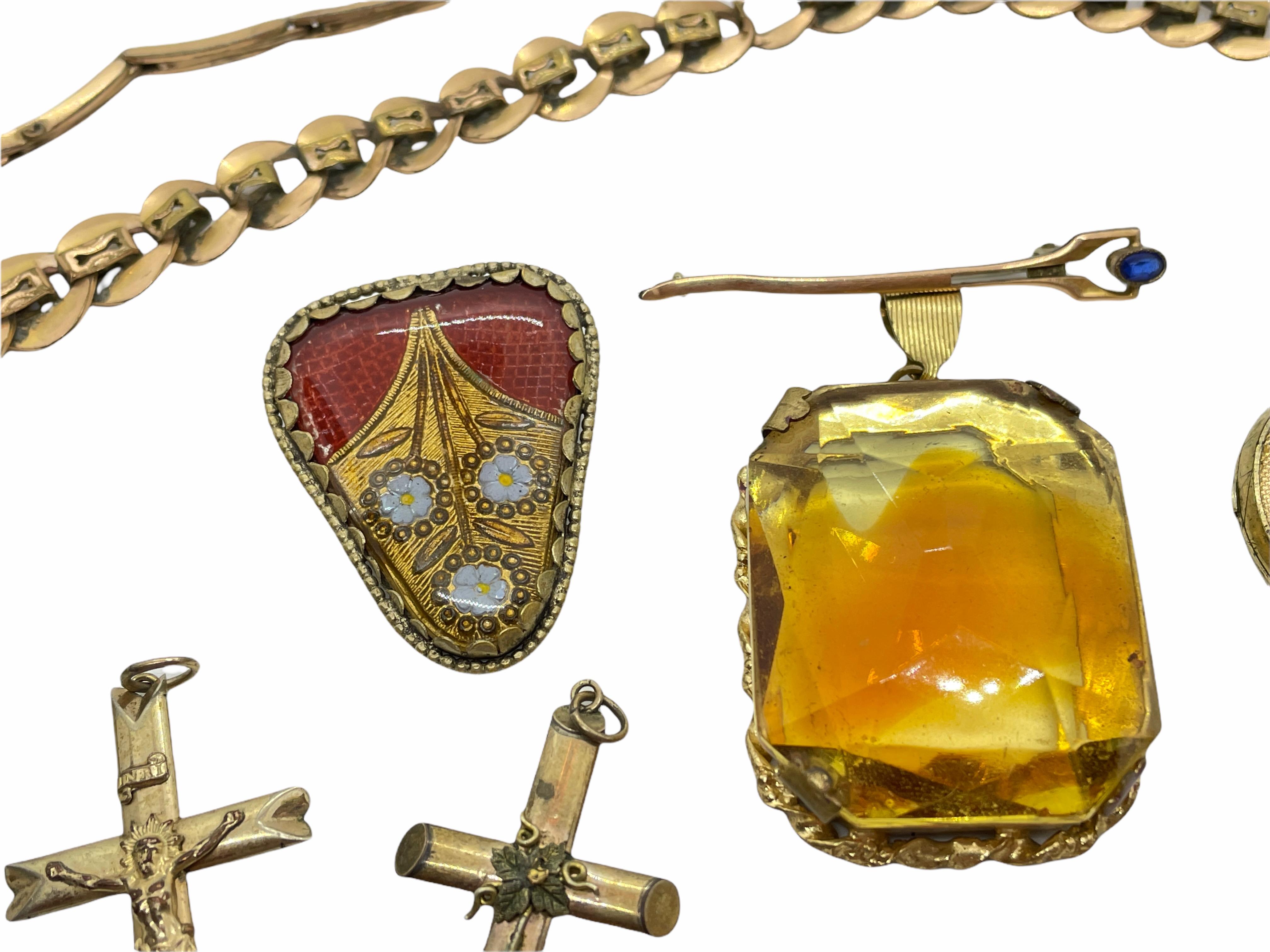 Collection de broches et pendentifs en chaîne de montre Art nouveau allemand ancien avec bijoux, années 1900 en vente 8