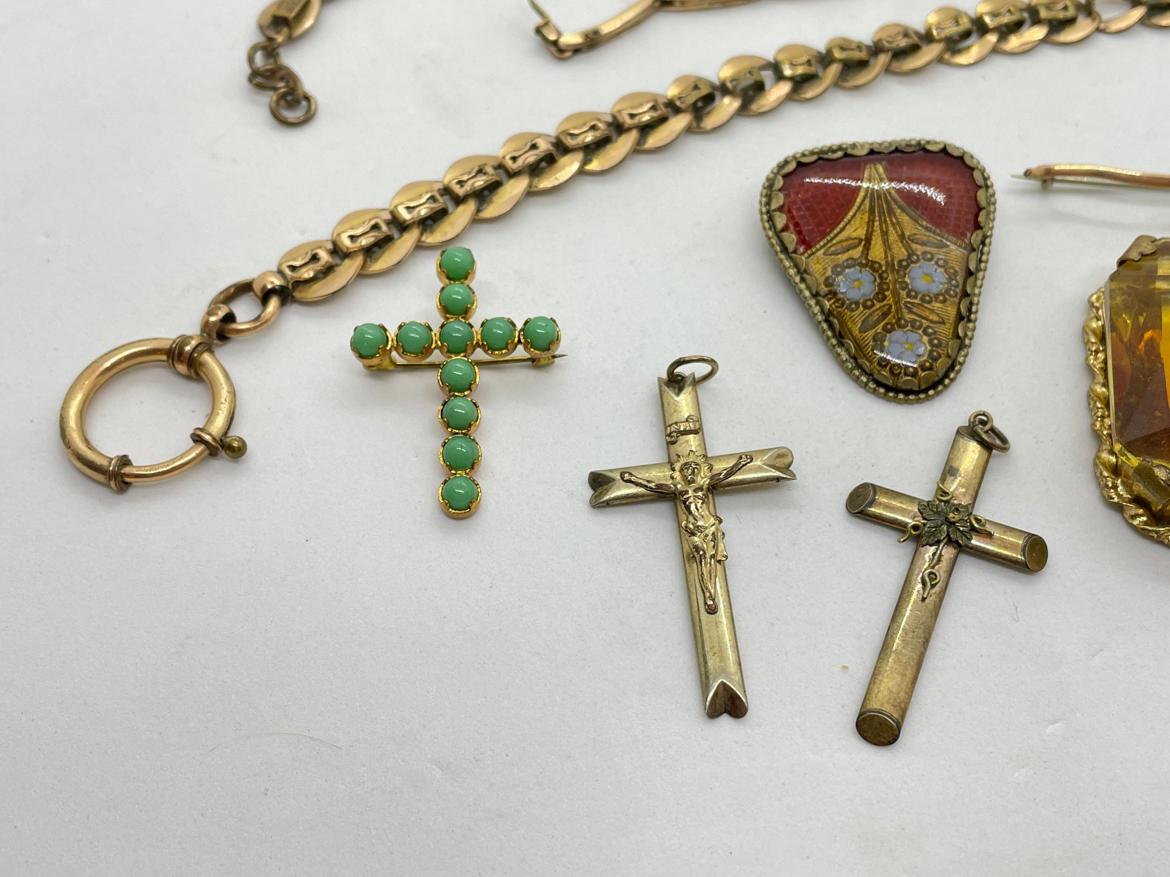 Début du 20ème siècle Collection de broches et pendentifs en chaîne de montre Art nouveau allemand ancien avec bijoux, années 1900 en vente