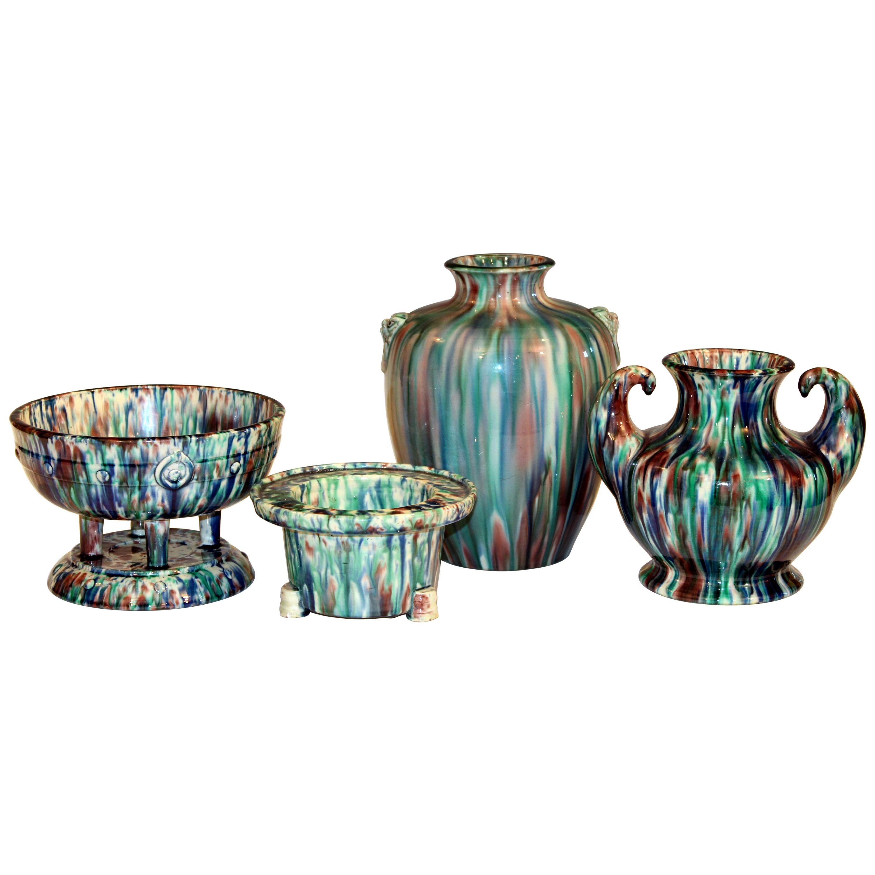 Collection Awaji Art Deco Studio Pottery Flambe Japanese Vases Objects
