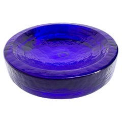 Cendrier en verre bleu de Murano signé Cleto Munari, collection Nason, Italie, années 1980
