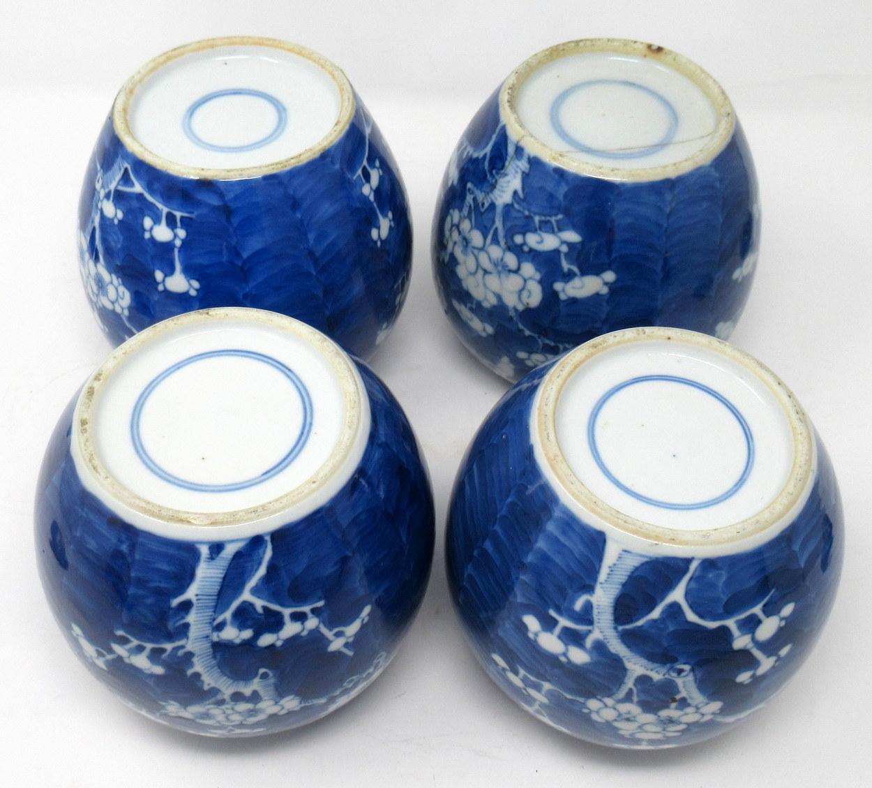 Hand-Painted Collection Chinese Export Ginger Jars Prunus Blossoms Cracked Ice Pattern 19thCt