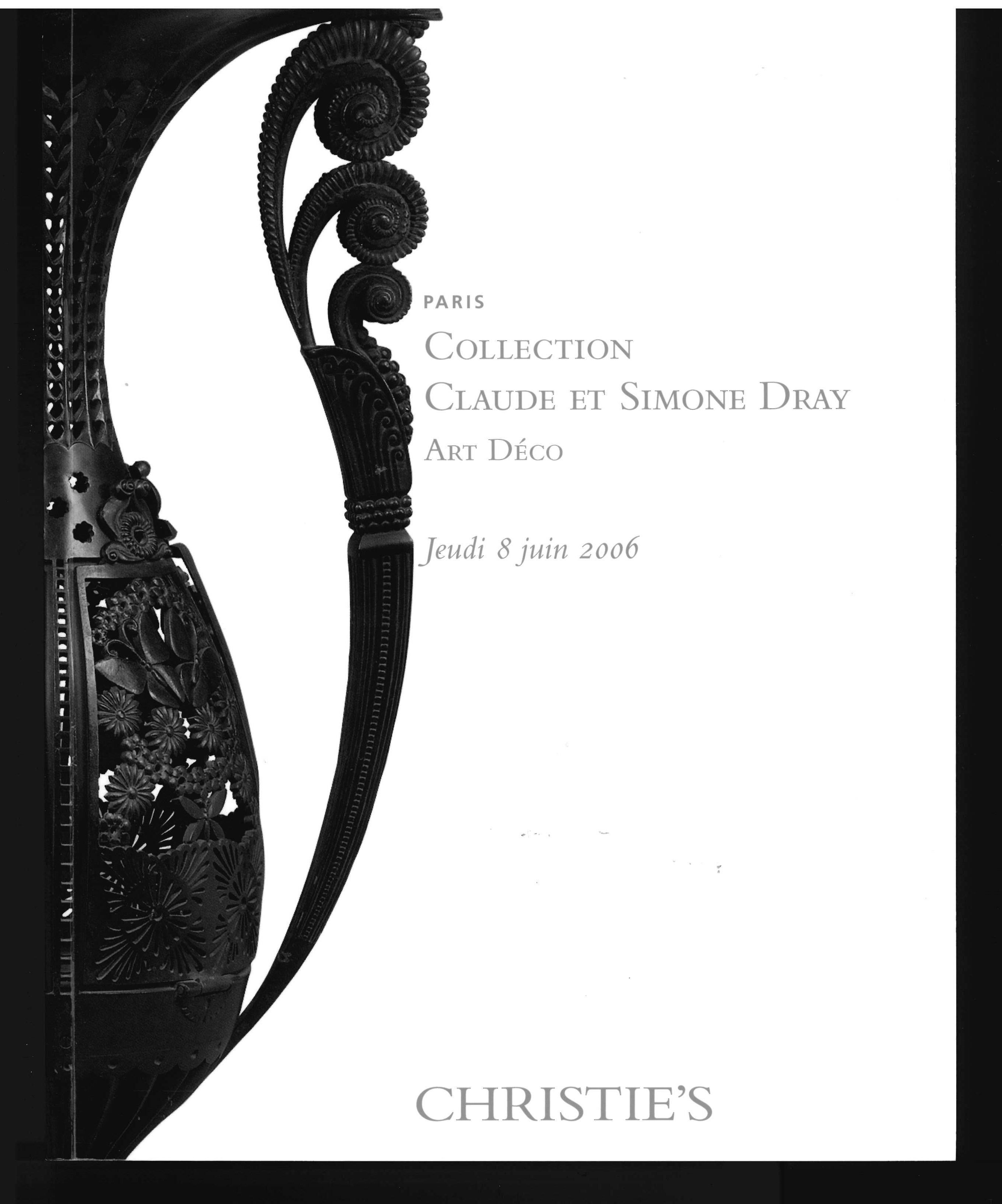 This is a 2 volume set of sales catalogues produced by Christie's in 2006 for the sale of the collection of Claude and Simone Dray. The impressive Art Deco collection of masterpieces ran to 296 lots, all of which are illustrated together with