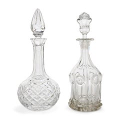 Collection Continental Cut Engraved Glass Decanters Dessert Glasses
