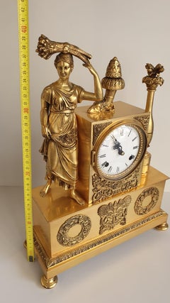Collection D'art "L 'Abondance" Bronze Clock with Gilding in Pure Gold