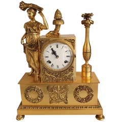 Vintage Collection D'art "L 'Abondance" Bronze Clock with Gilding in Pure Gold