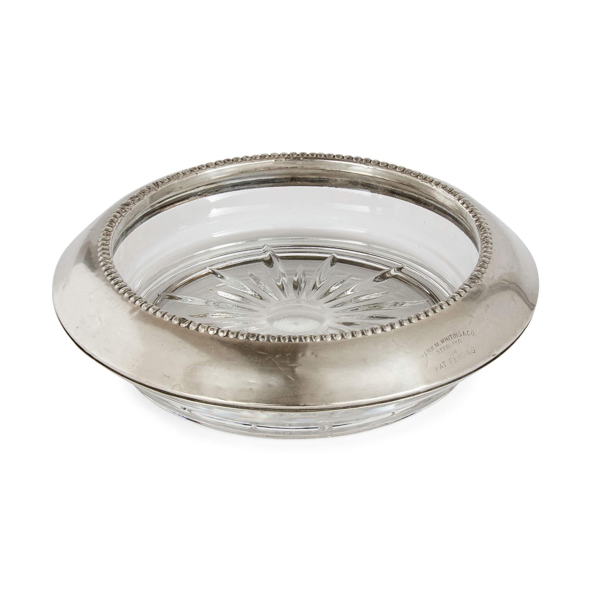 Belle Époque Collectional Cinque sottobicchieri americani in argento Sterling Cut Glass Frank M. I.C. Whiting & C. in vendita