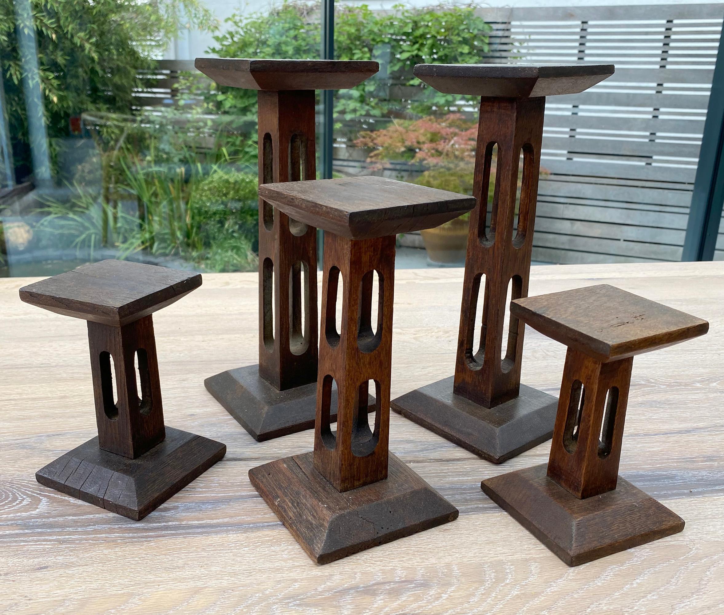 Collection Five Wooden Arts and Crafts Liberty Shop Display Stands at