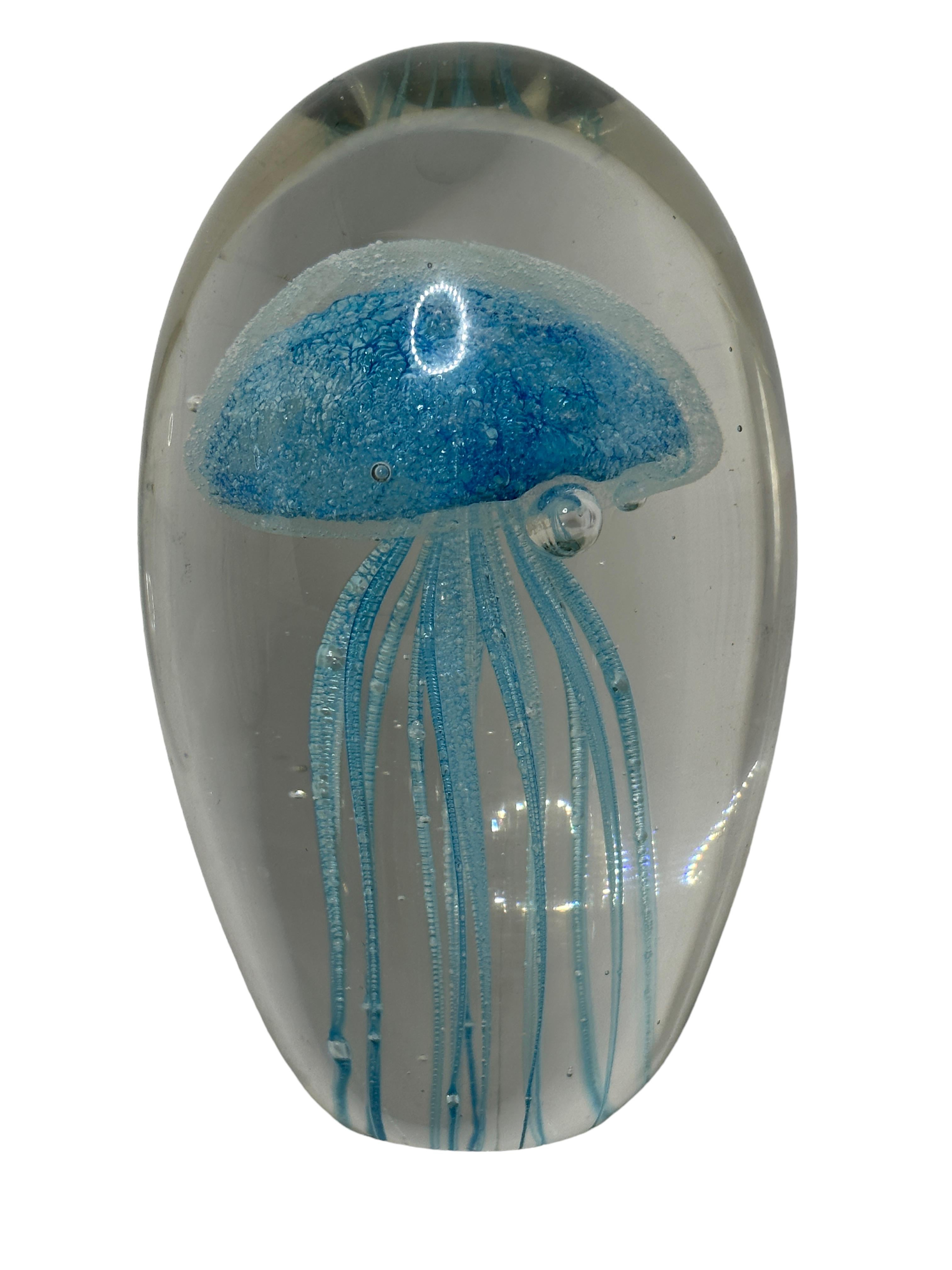 Collection Four Jelly Fish Murano Italian Art Glass Aquarium Paperweights Statue For Sale 1