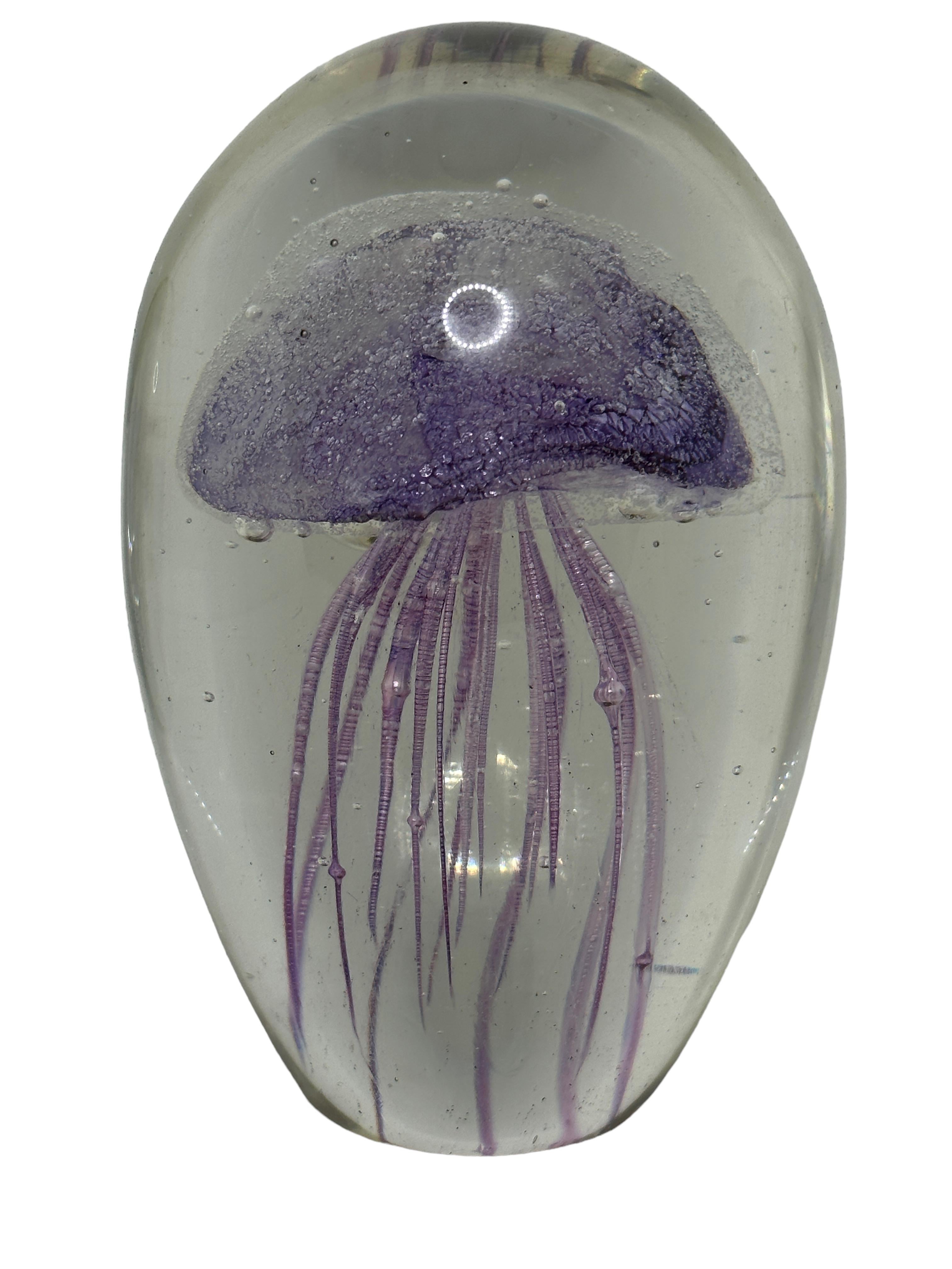 Collection Four Jelly Fish Murano Italian Art Glass Aquarium Paperweights Statue For Sale 2