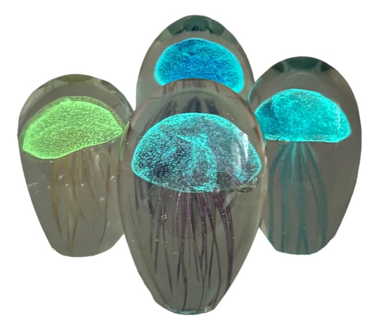 Collection Four Jelly Fish Murano Italian Art Glass Aquarium