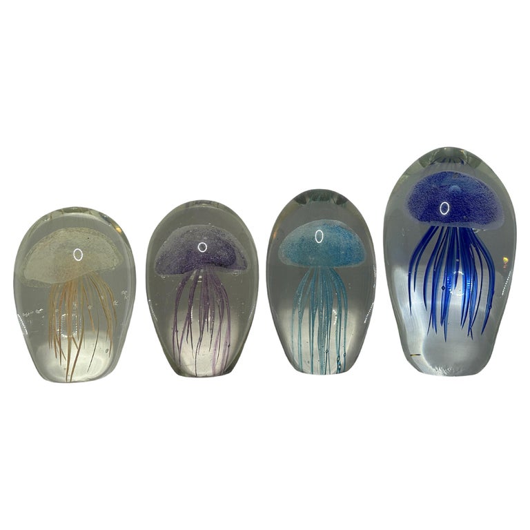 Collection Four Jelly Fish Murano Italian Art Glass Aquarium