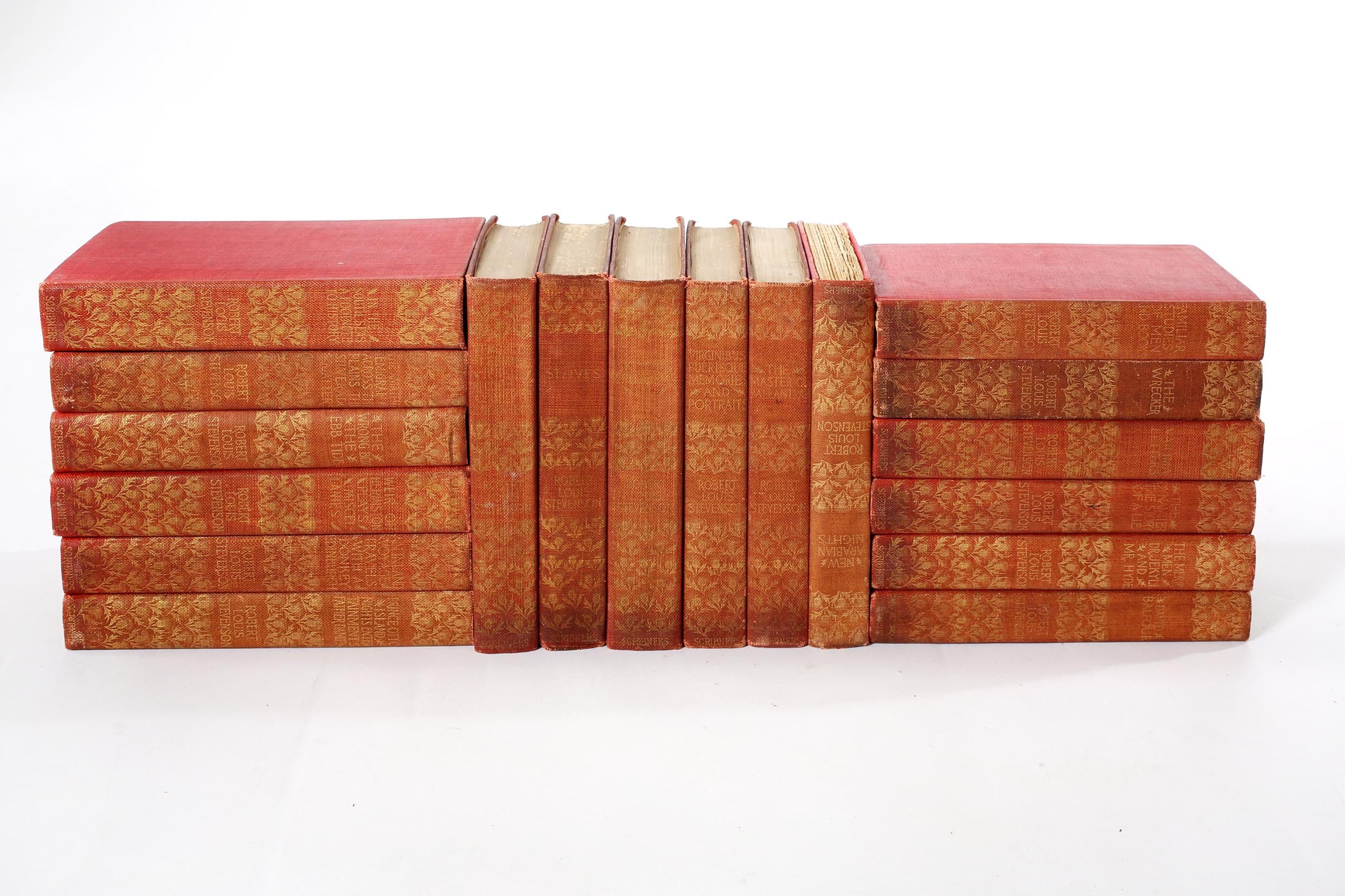 Collection Gilt Leather Bound Books / Eighteen Volumes In Good Condition In Tarry Town, NY
