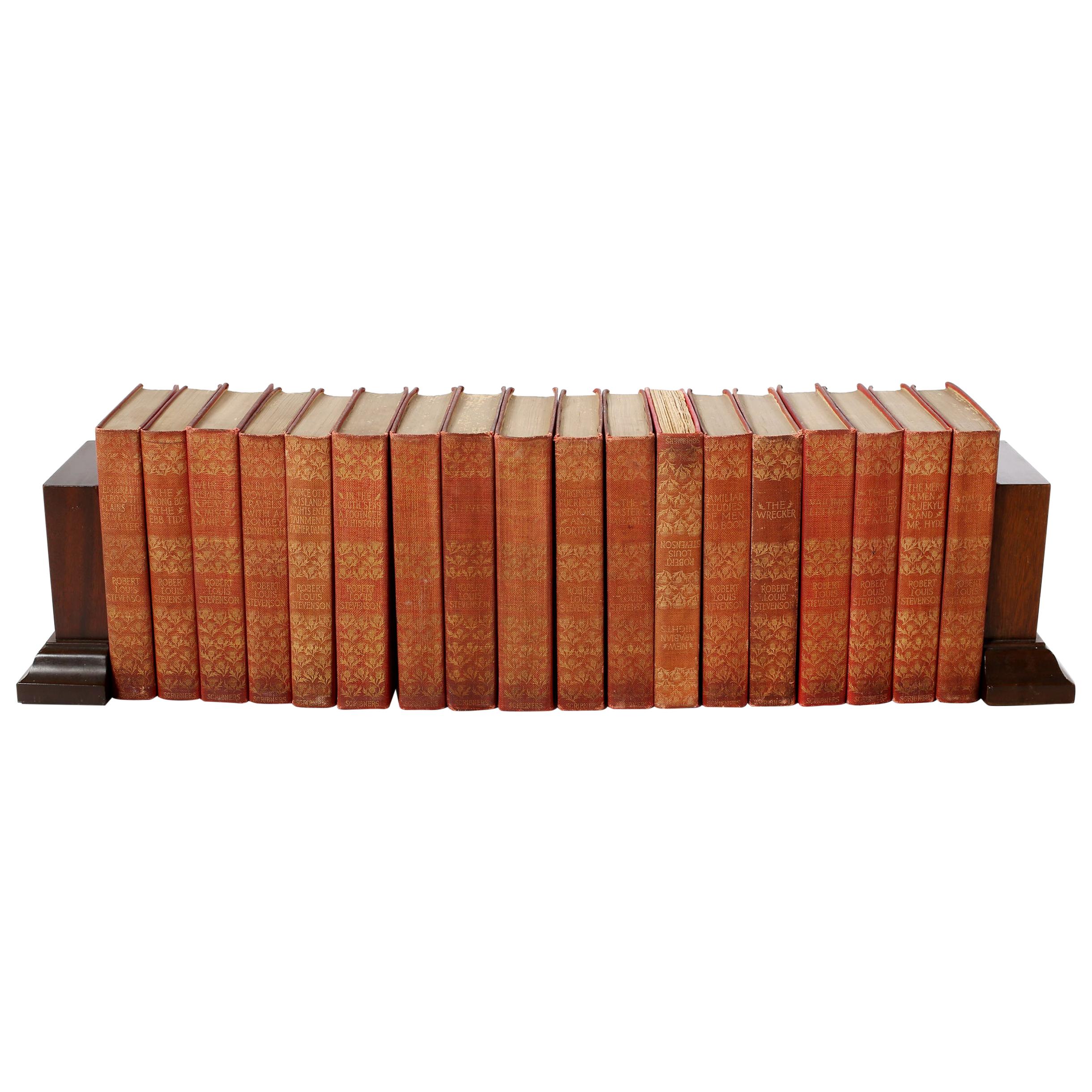 Collection Gilt Leather Bound Books / Eighteen Volumes
