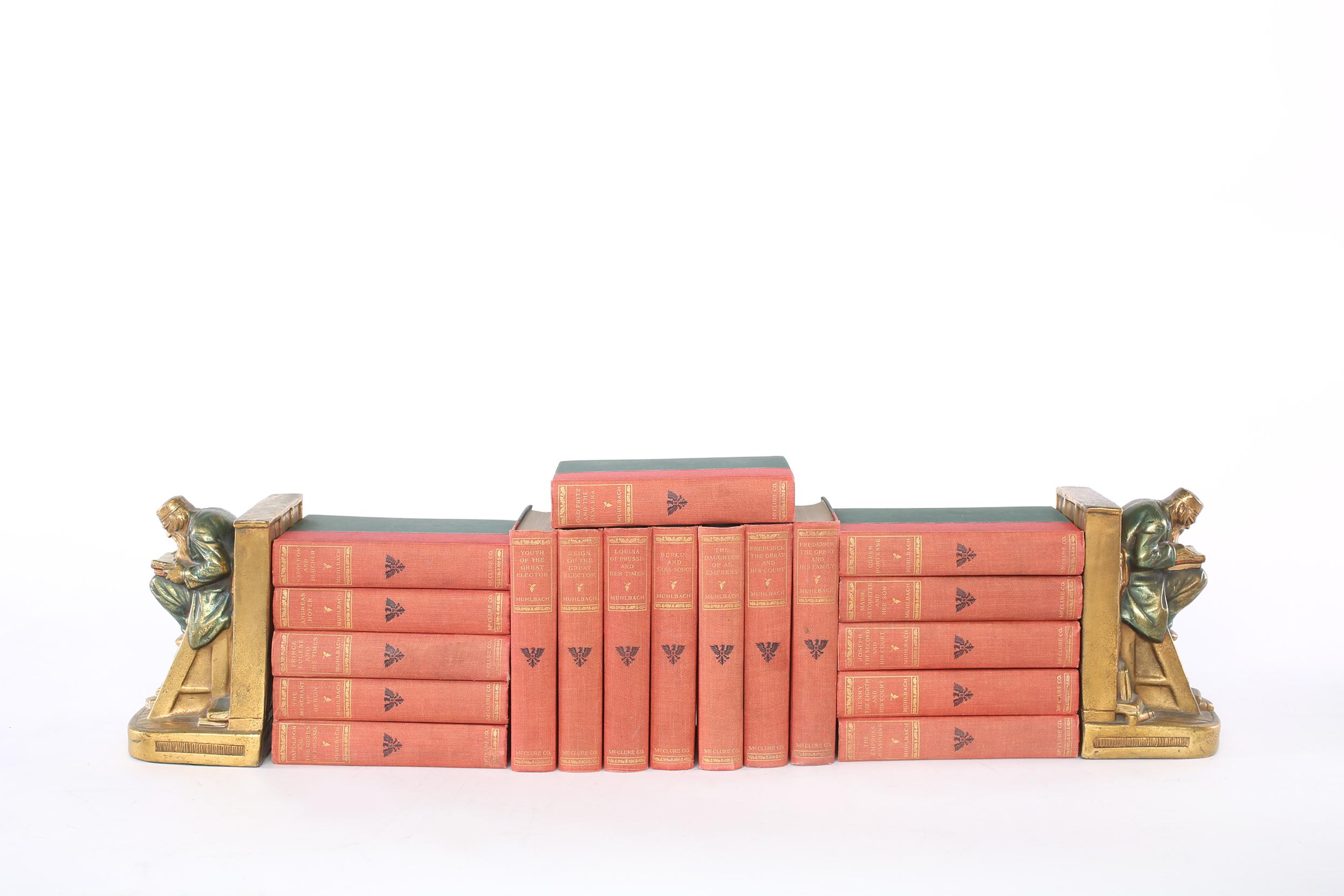 Collection Gilt Leather Bound Library Book Set For Sale 7