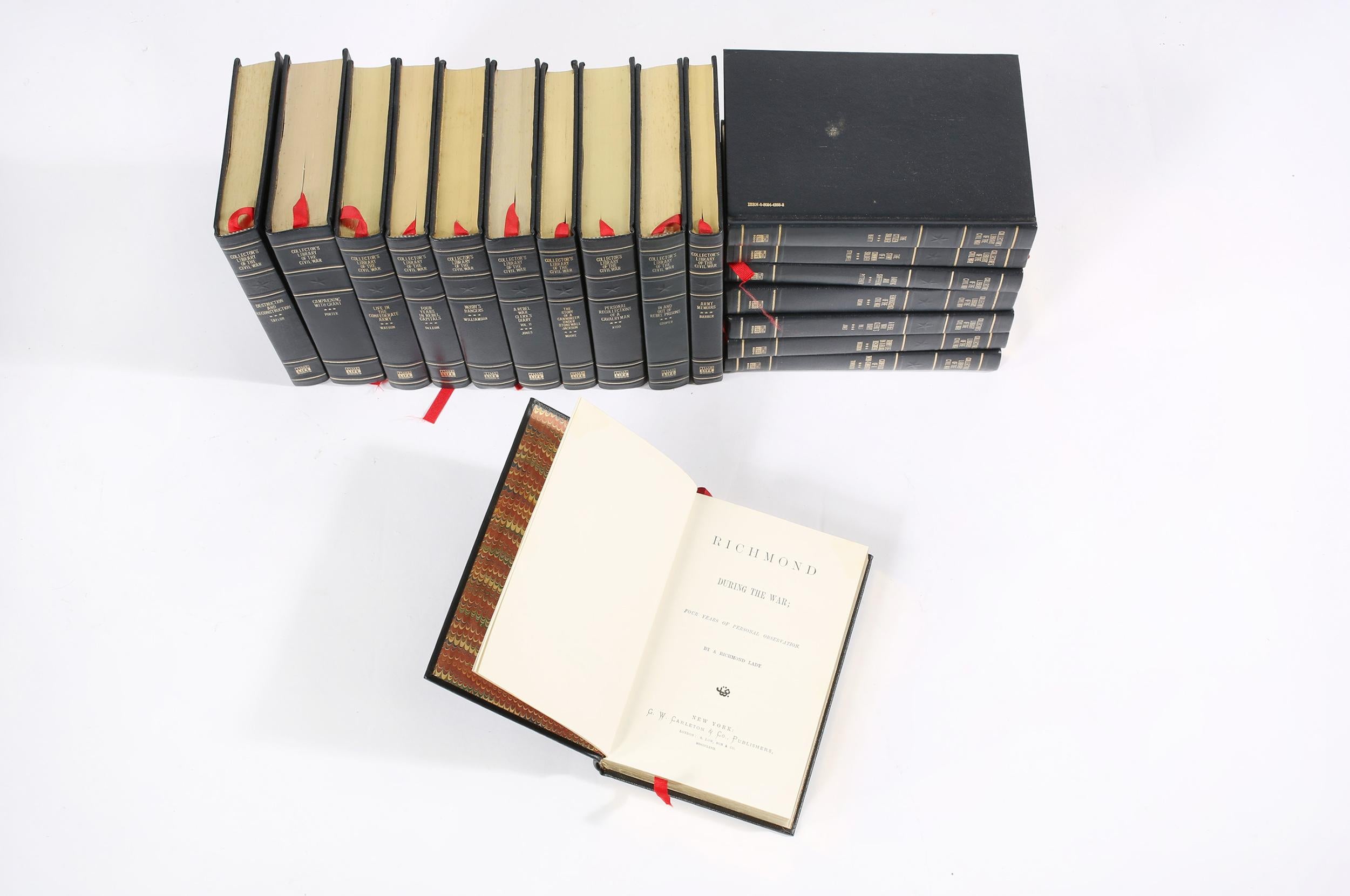Collection Gilt Leather Bound Library Book Set / Eighteen In Good Condition For Sale In Tarry Town, NY