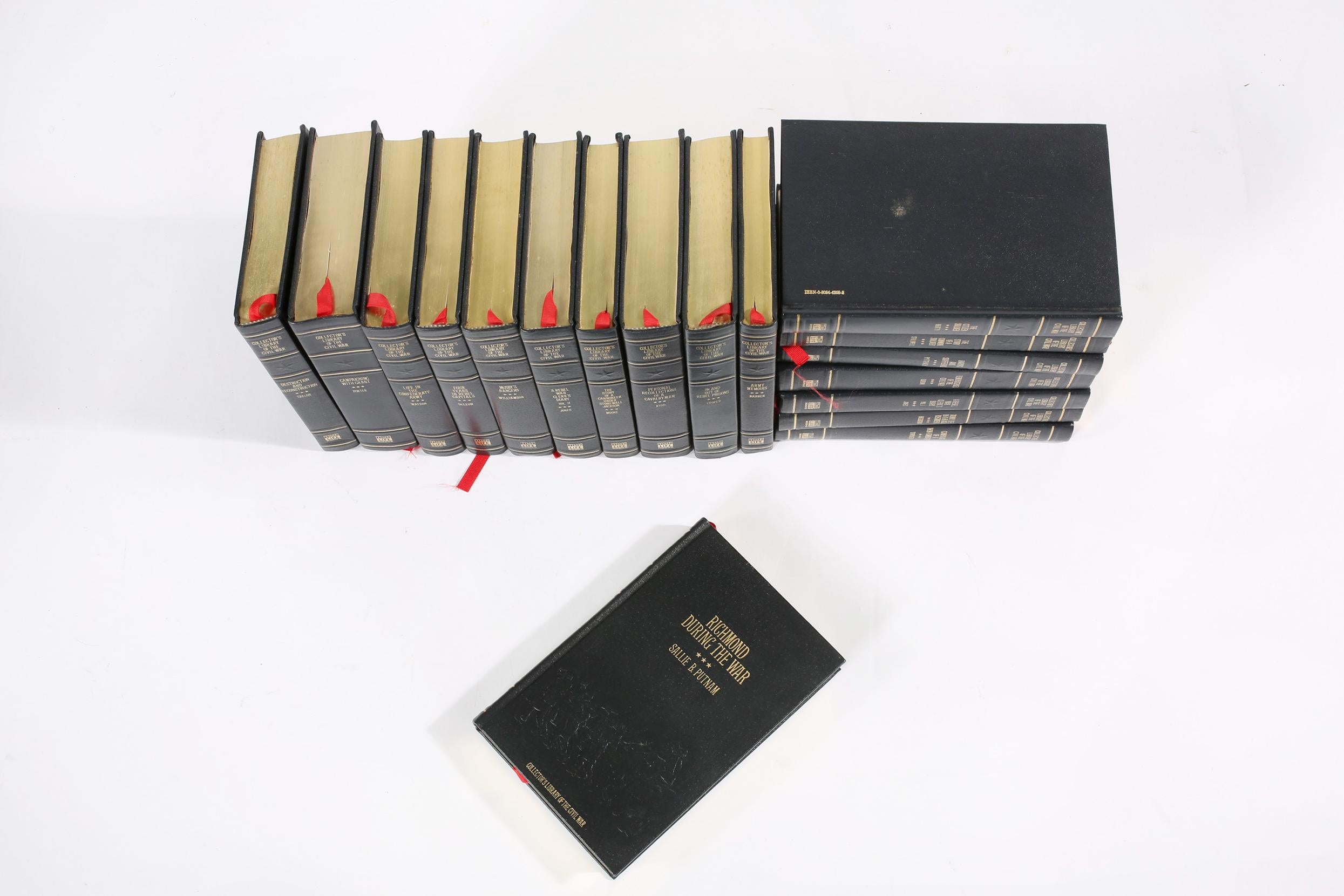 Late 20th Century Collection Gilt Leather Bound Library Book Set / Eighteen For Sale