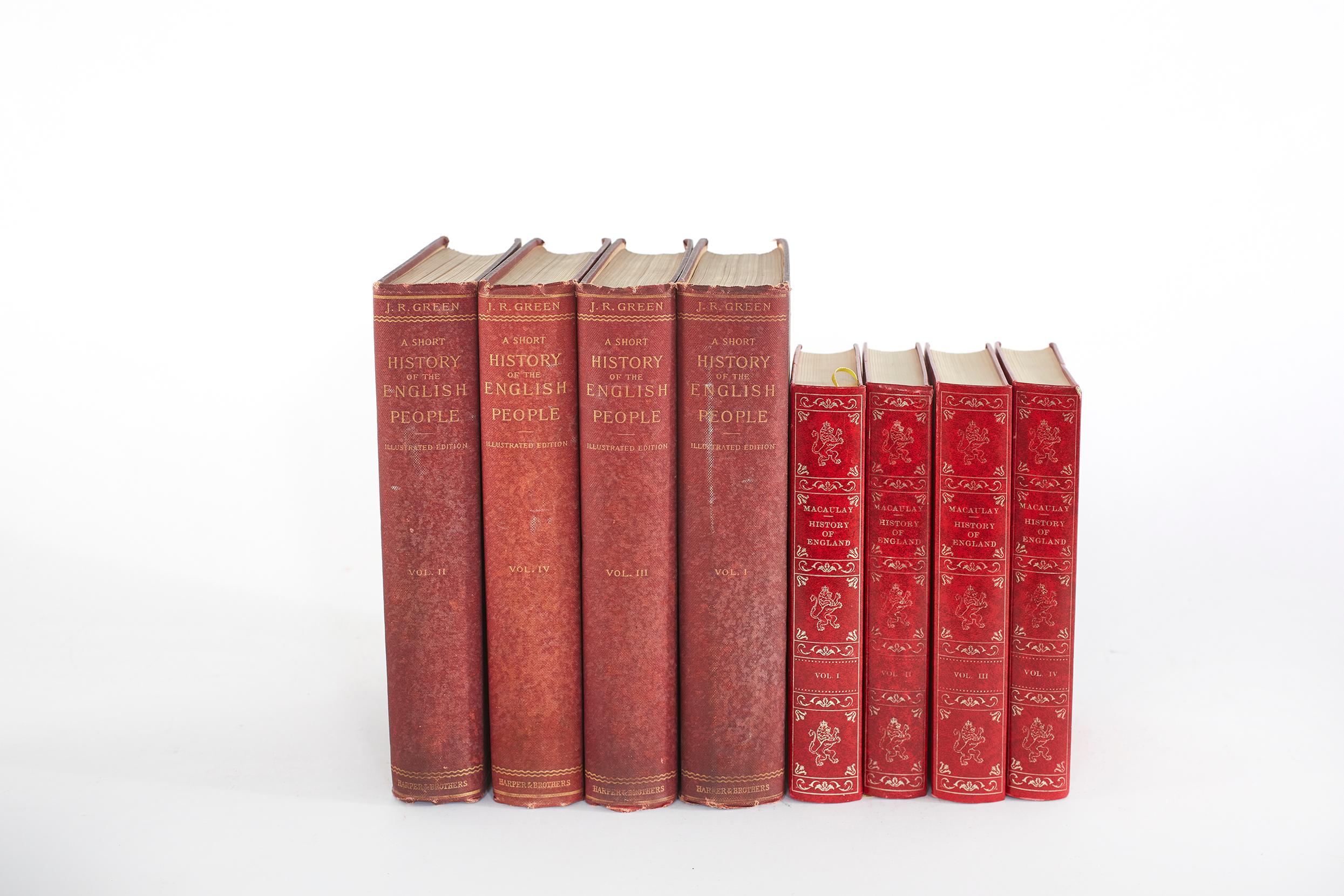 English Collection Gilt Leather Bound Library Book Set