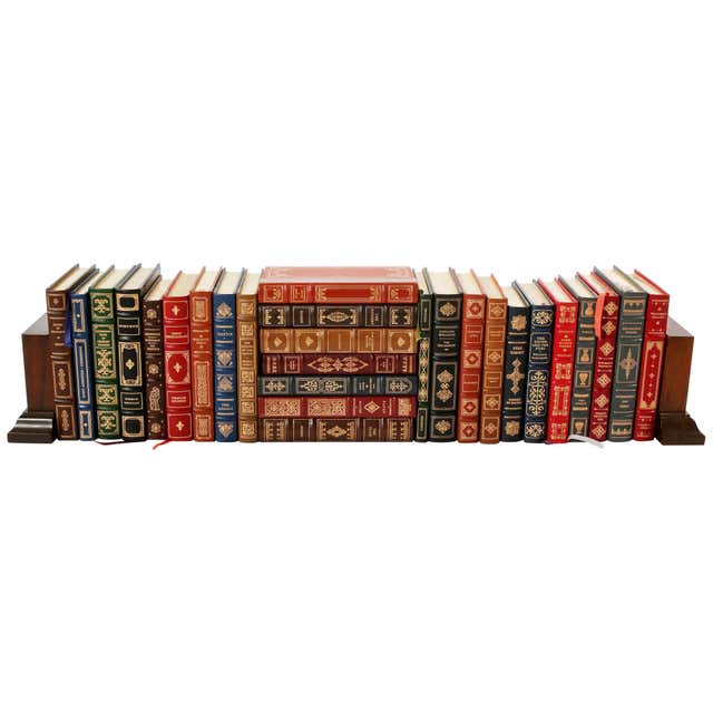 Collection Book Collection Gilt Leather Bound Library Book Set / Eighteen For Sale at ...