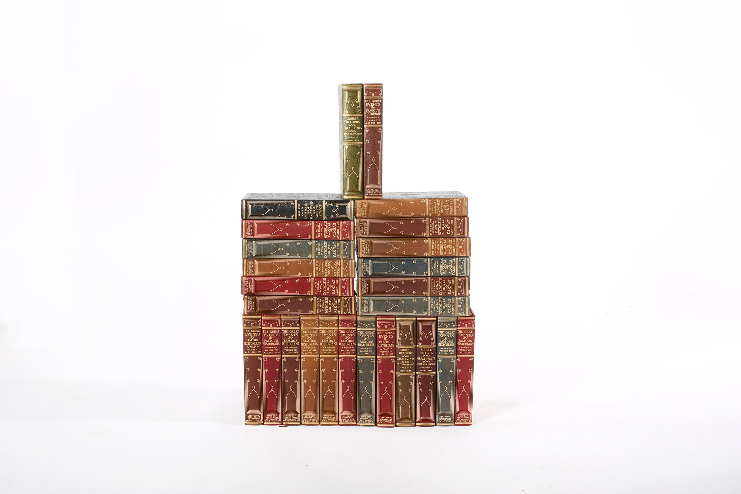 Collection Gilt Leather Bound Library Book Twenty Six Volumes In Good Condition In Tarry Town, NY