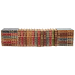 Collection Gilt Leather Bound Library Book Twenty Six Volumes