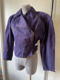 Collection Jacket Alaïa Vintage "Motorcycle" in Purple Cotton - Show Summer 1986