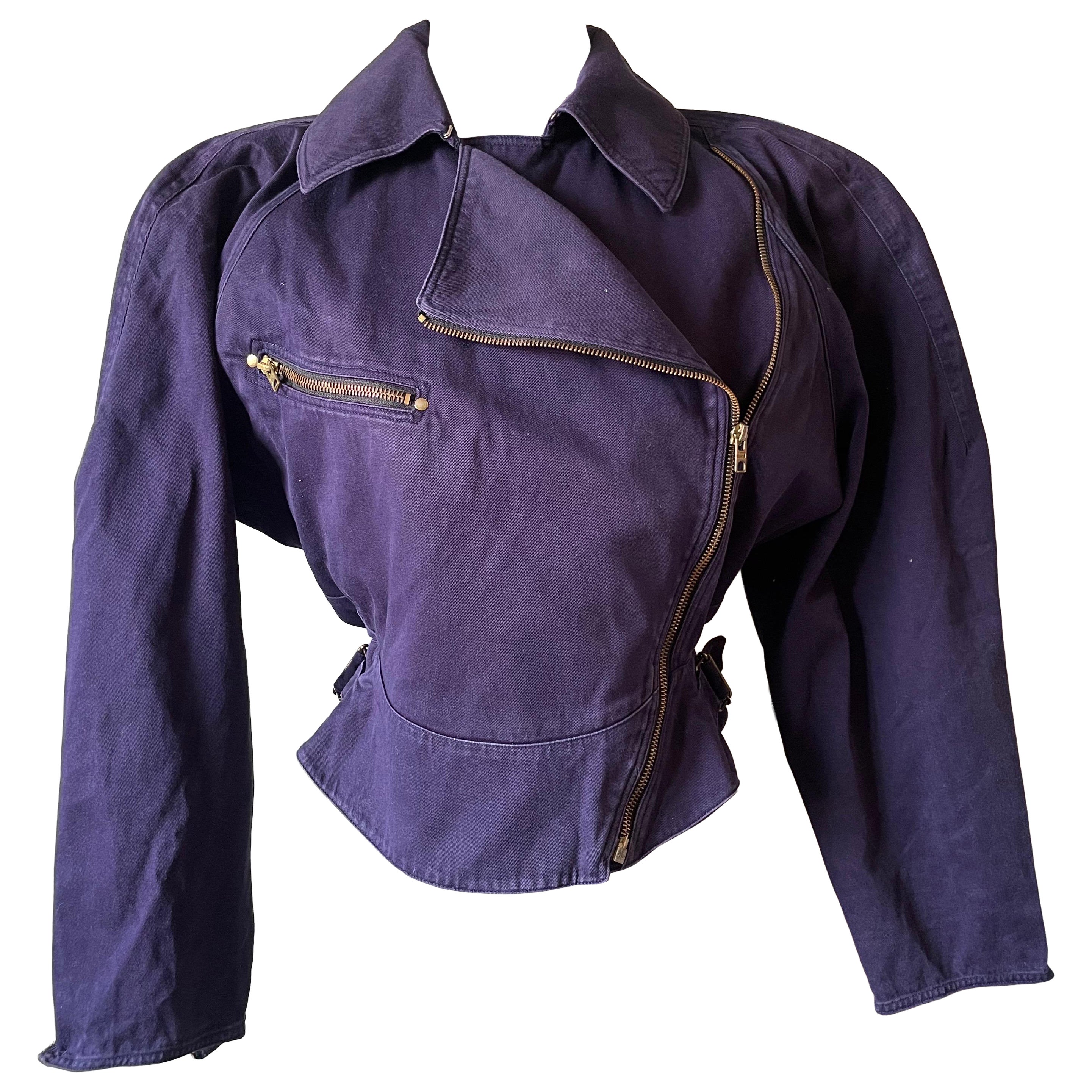 Collection Jacket Alaïa Vintage "Motorcycle" in Purple Cotton - Show Summer 1986