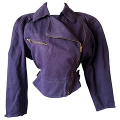 Collection Jacket Alaïa Vintage "Motorcycle" in Purple Cotton - Show Summer 1986
