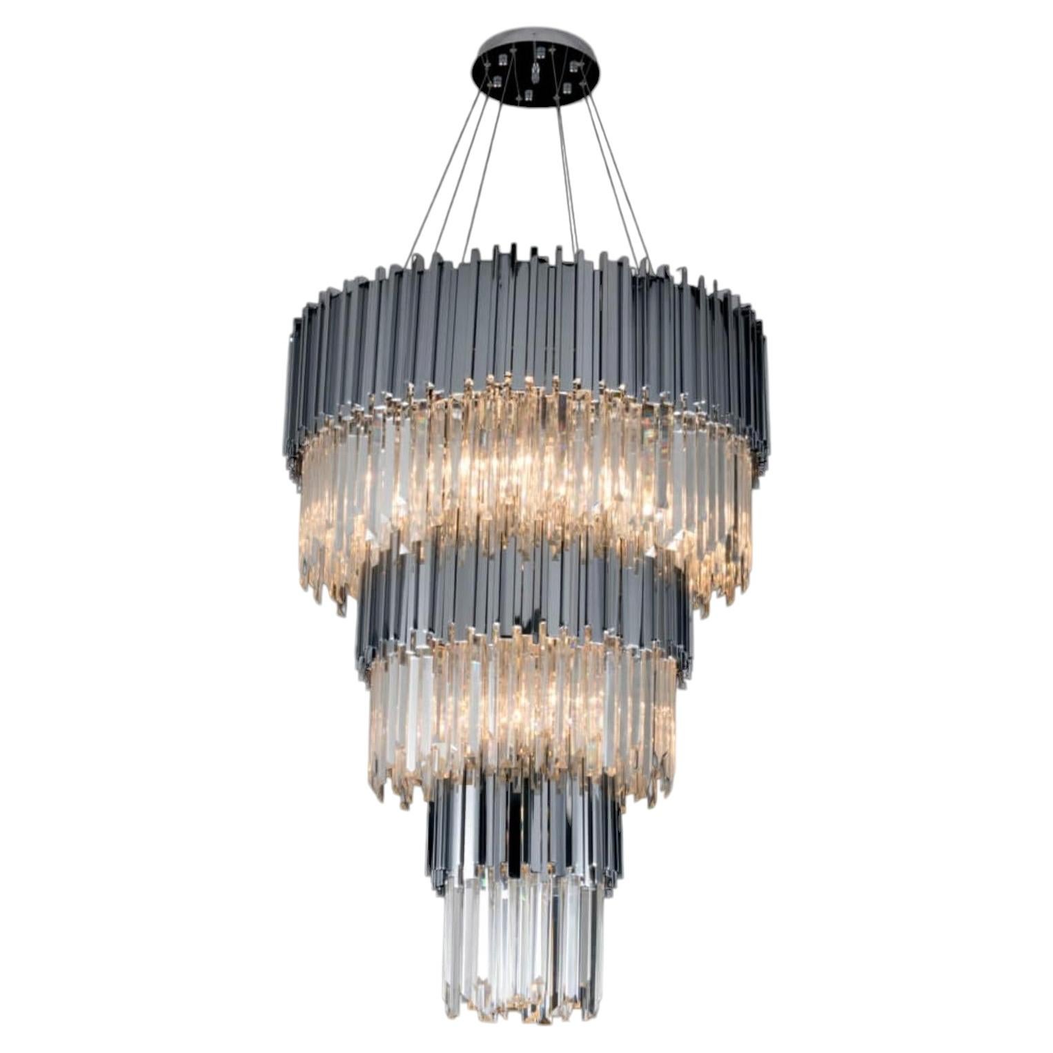 Collection Jupiter Chandelier, Metal and Crystal, NCS 184/3/80 by JAGO