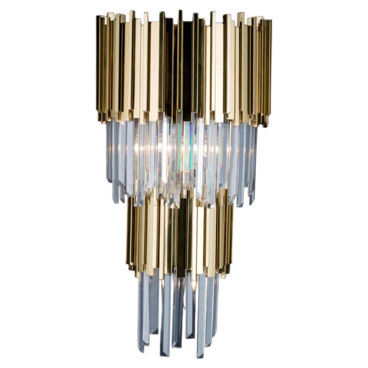 Collection Jupiter Wall Lamp, Metal and Crystal, NCL 127/2 by JAGO For Sale