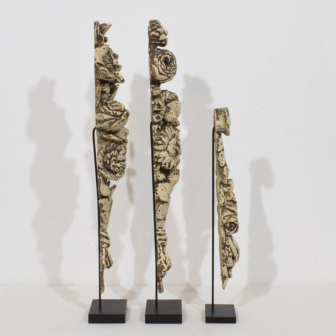 18th Century and Earlier Collection Late 18th Century French Neoclassical Carved Wooden Ornaments For Sale