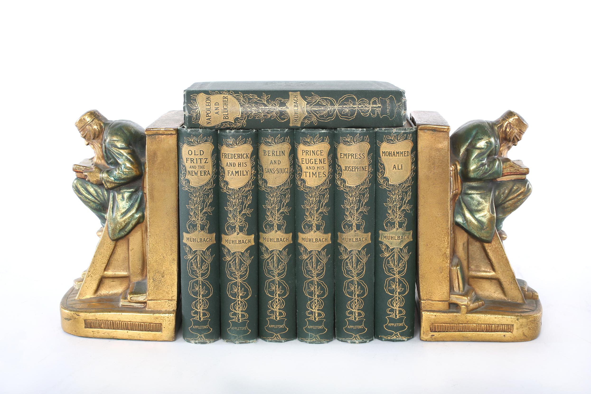 Collection of gilt leather bound library book set of Seven volumes. 