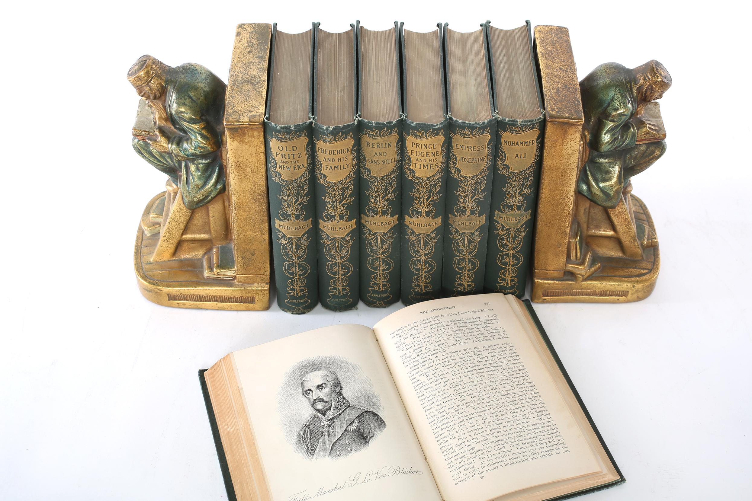 Gilt Collection Leather Bound Library Book Set For Sale