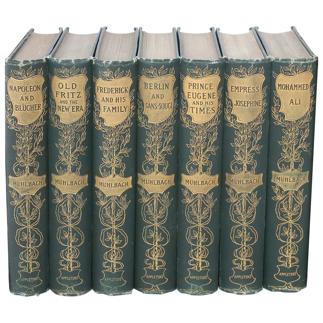 Collection Leather Bound Library Book Set For Sale