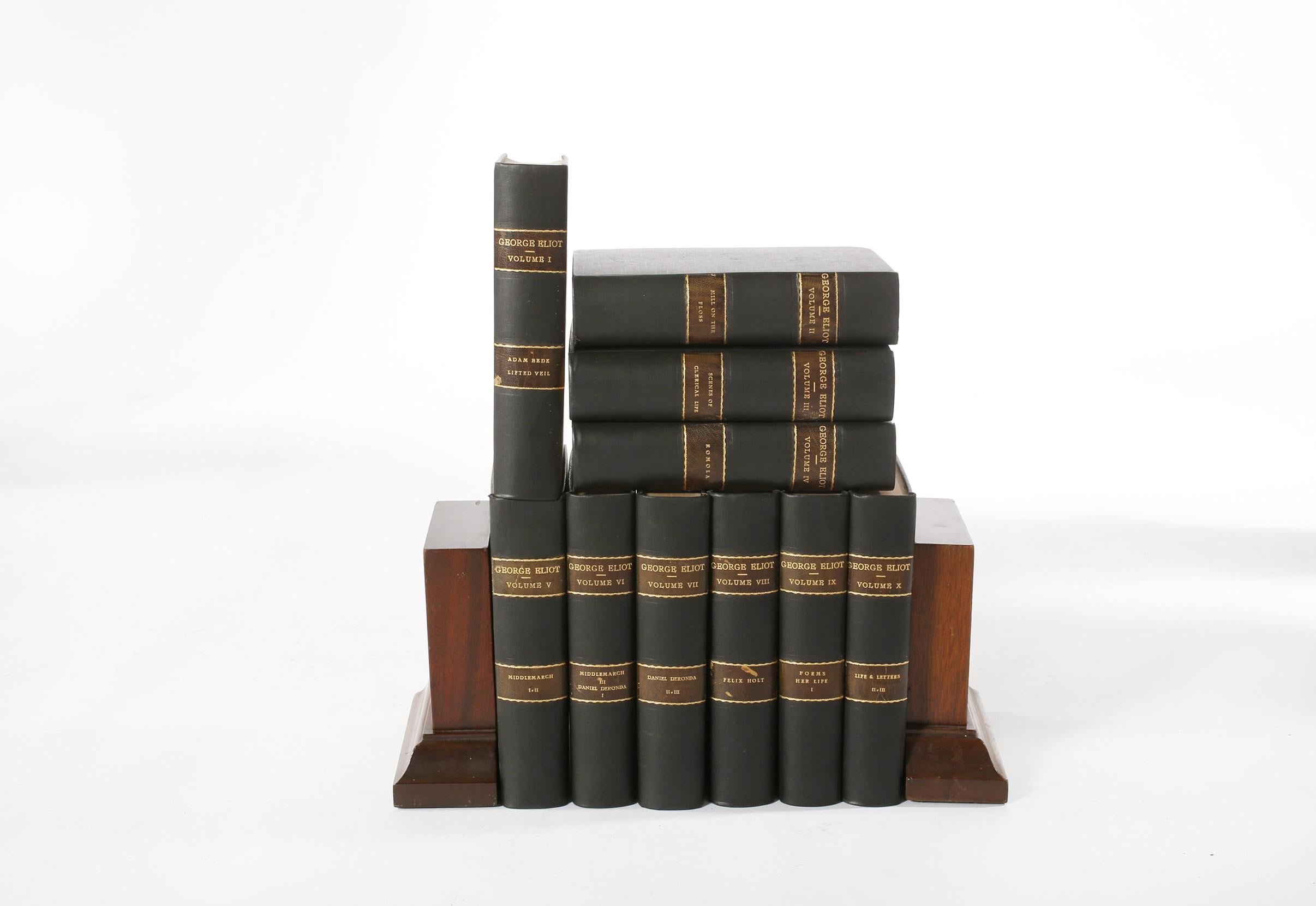 Gilt Collection Leather-Bound Library Book Set / Ten For Sale