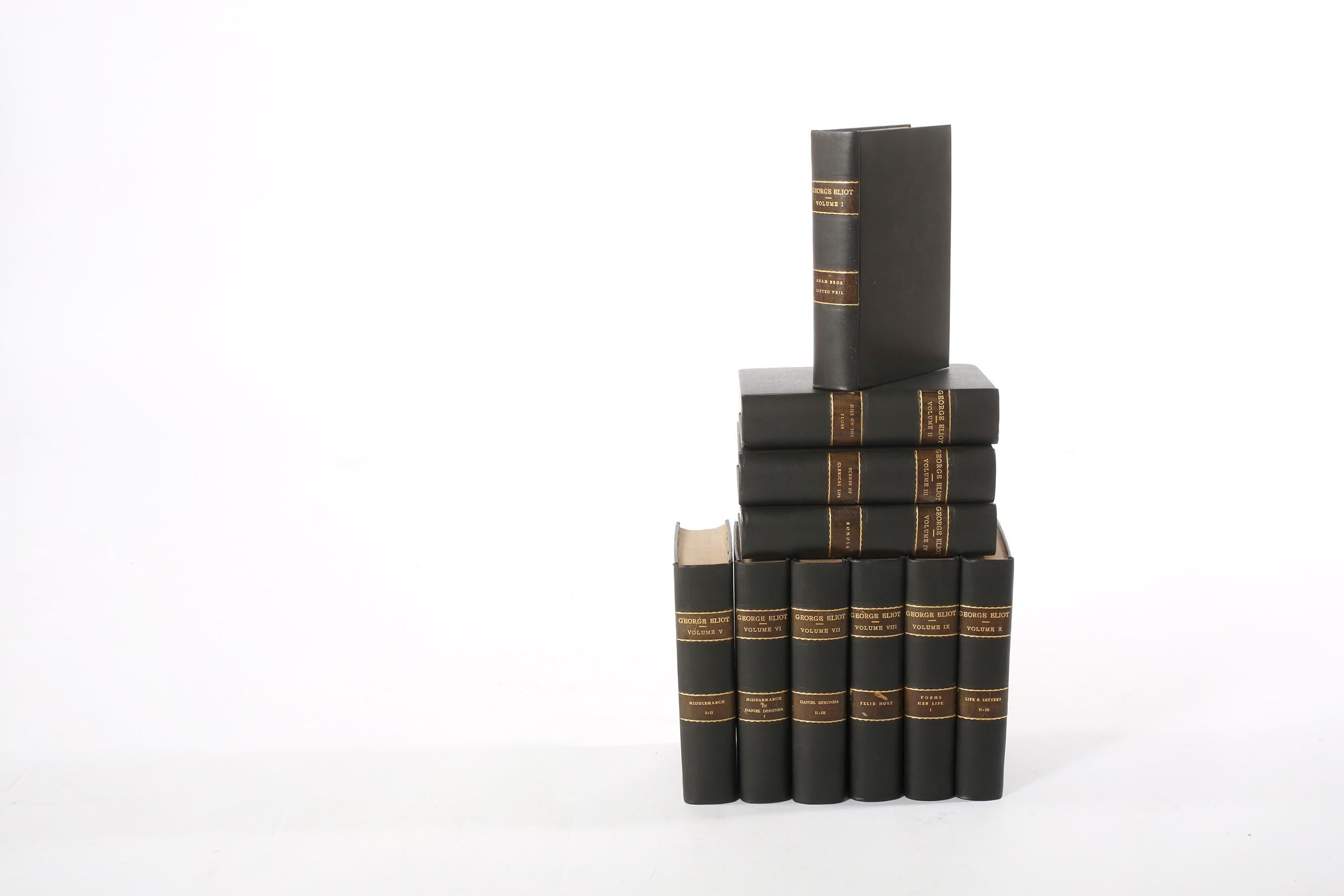 Collection Leather-Bound Library Book Set / Ten In Good Condition For Sale In Tarry Town, NY