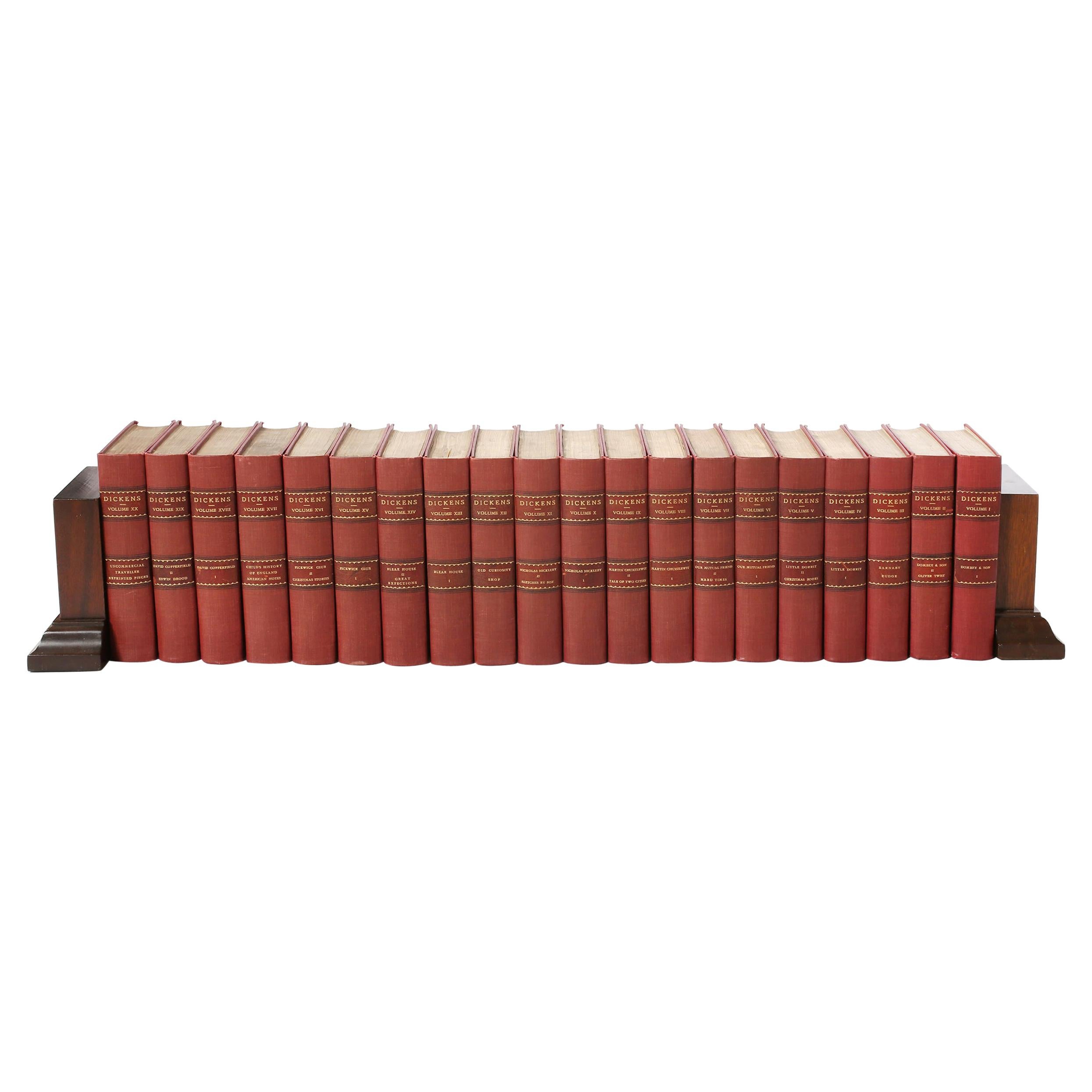 Collection Leather Bound Library Book Set / Twenty Volumes