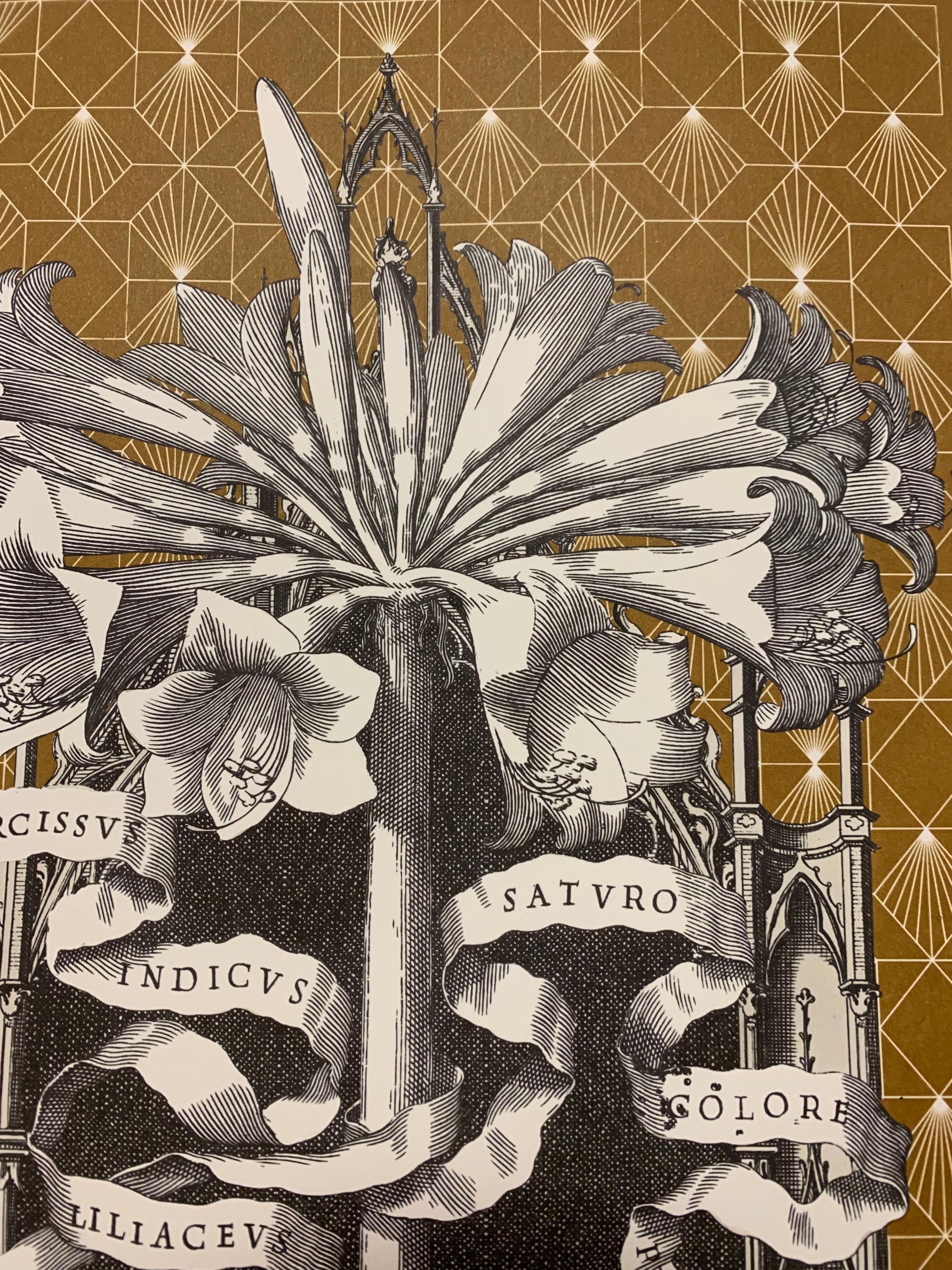 Dorato Grafica contemporanea italiana fatta a mano Edizione limitata e numerata in vendita
