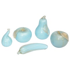 Collection Murano Glass Blue Fruit by Alfredo Barbini