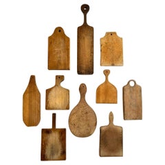 Collection of 10 Antique Singel Plank Construction Cutting Boards