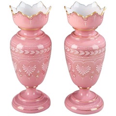 Antique Collection of 10 Mid-19th Century Pink Opaline