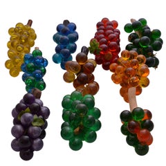 Collection of 10 Mid-Century Modern Lucite Grapes Centerpieces