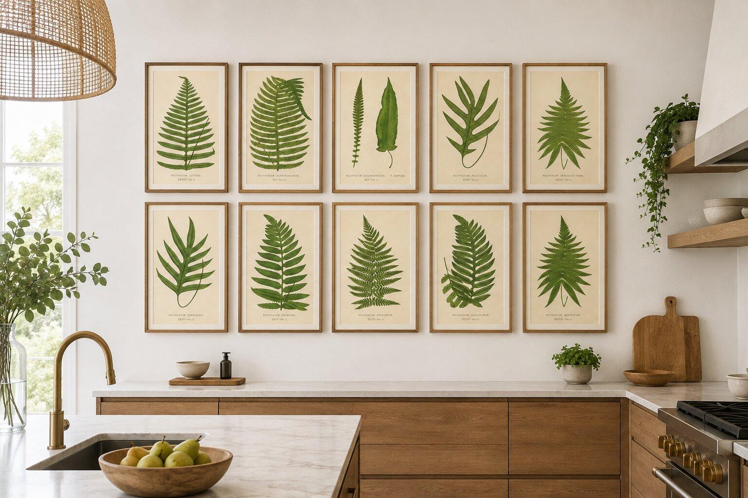 Collection of 10 Original Antique Tropical Fern Lithographs by E.J. Lowe, 1856