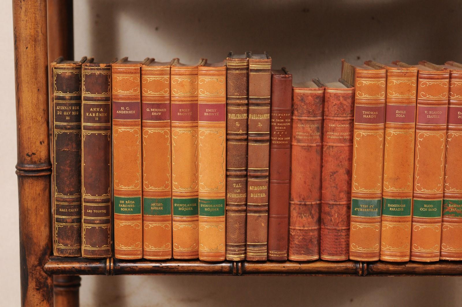 Collection of 100 Swedish Antique Leather-Bound Books from the 1920s 6